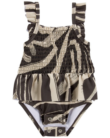 Baby 2-Piece Zebra 1-Piece Swimsuit & Cover-Up Set, 