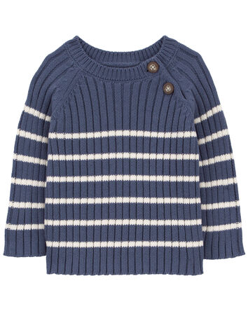 Baby Striped Snug-Fit Ribbed Sweater Knit Top, 