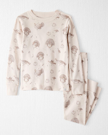 Toddler Organic Cotton Pajamas in Turkey Gobbler Print, 