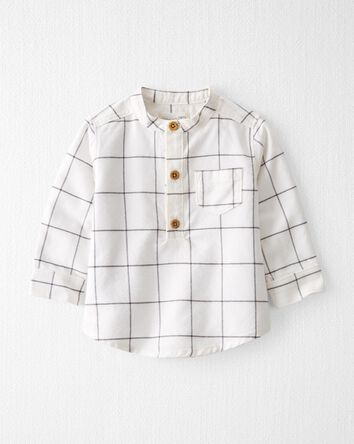 Baby Organic Cotton Plaid Flannel Henley Shirt, 