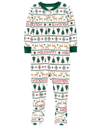 Baby 1-Piece Christmas 100% Snug Fit Cotton Footie Pajamas, 