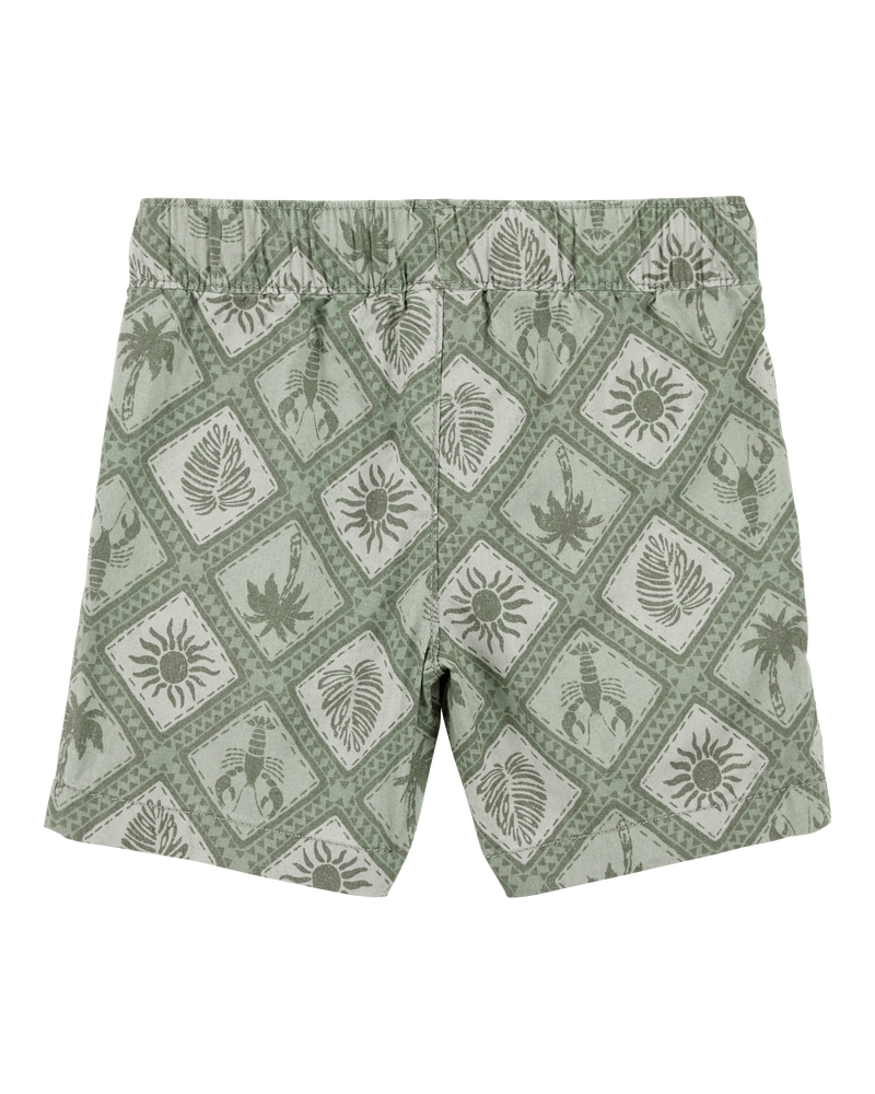 Baby Tile Print Drawstring Shorts - Green, image 2 of 4 slides