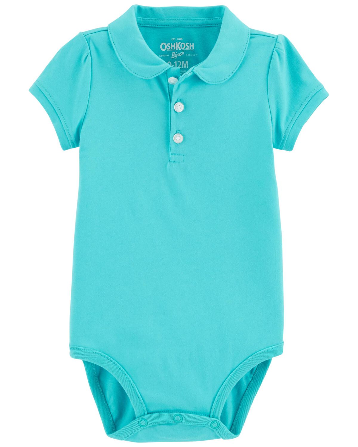 Jersey Polo Bodysuit, Turquoise, hi-res
