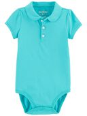 Jersey Polo Bodysuit, Turquoise, hi-res