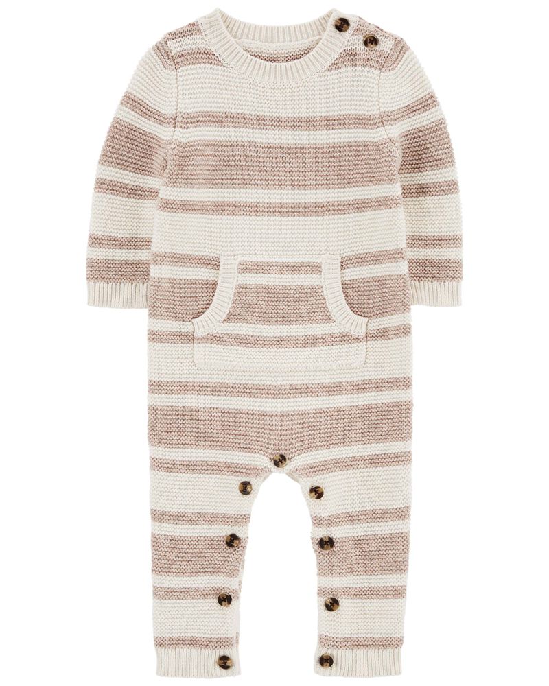 Baby Striped Sweater Knit Jumpsuit, image 1 of 4 slides