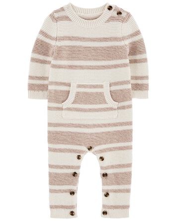 Baby Striped Sweater Knit Jumpsuit, 