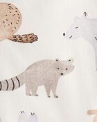 Baby Boy Fox Print 100% Cotton Long-Sleeve Sleep & Play - Ivory, image 3 of 4 slides