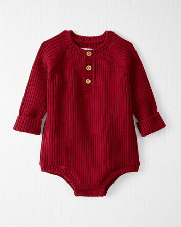 Baby Organic Cotton Rib Sweater Knit Bubble, 