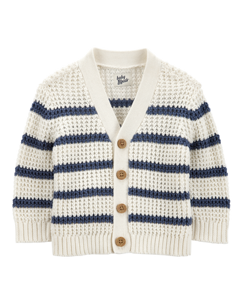 Baby 2-Piece Striped Sweater Knit Cardigan & Roll-Up Cuff Jeans Set, 