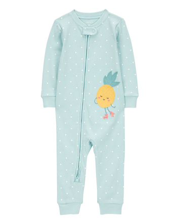 Toddler Girl 1-Piece Pineapple 100% Snug Fit Cotton Footless Pajamas - Green, 