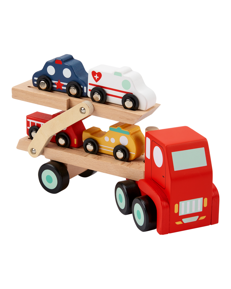 Toddler Wooden Rescue Car Carrier, image 1 of 2 slides