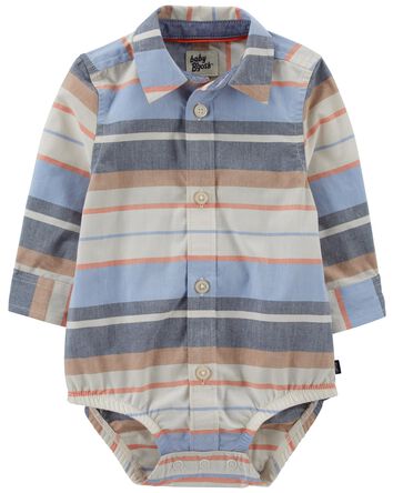Baby Striped Button-Front Bodysuit, 