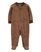 Baby Polar Bear 2-Way Zip Cotton Blend Sleep & Play Pajamas, image 1 of 5 slides