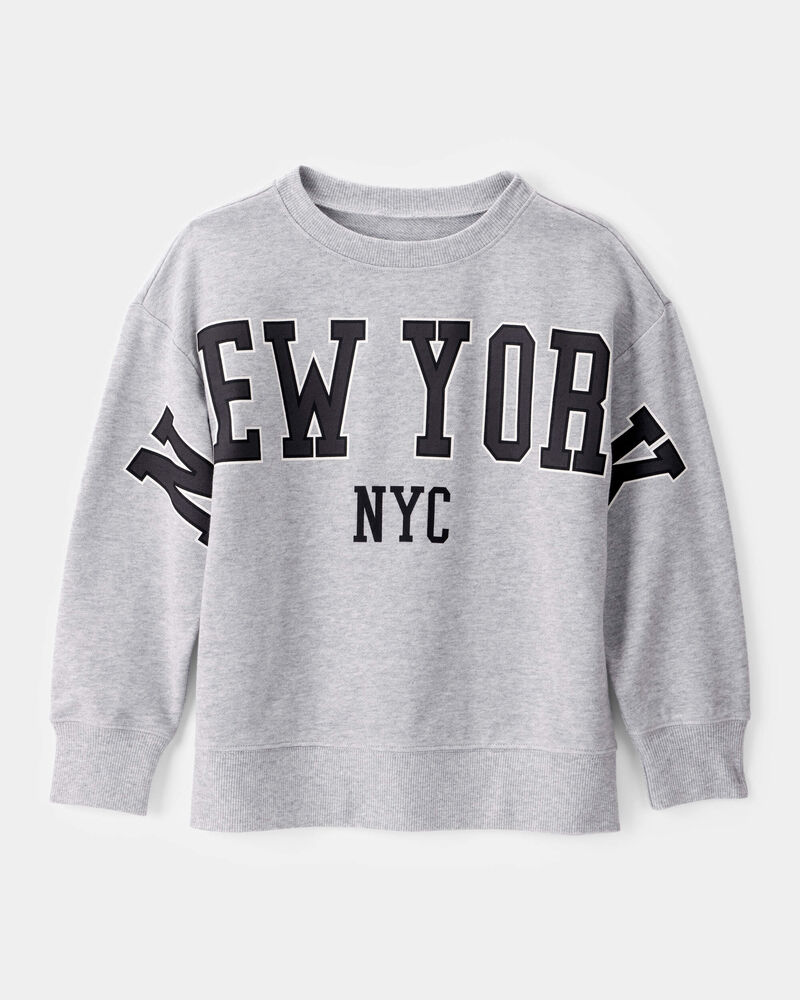 Boys NYC French Terry Pullover Sweatshirt - Grey, image 1 of 4 slides