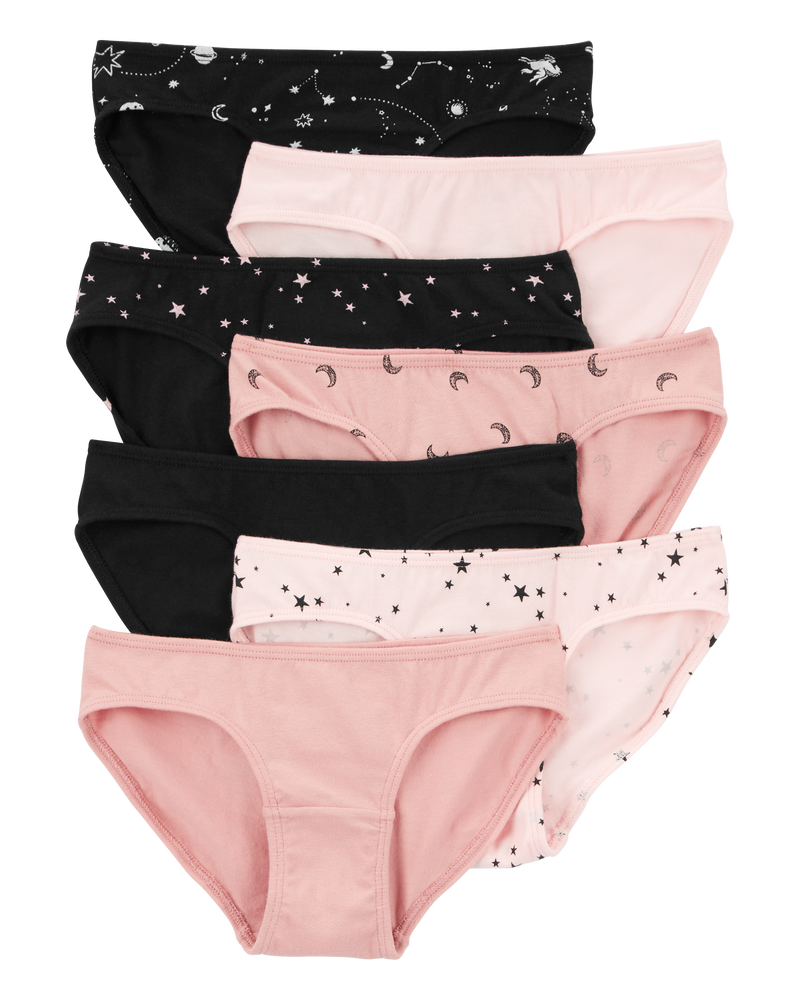 Kid 7-Pack Stars Bikini Stretch Cotton Undies, image 1 of 2 slides