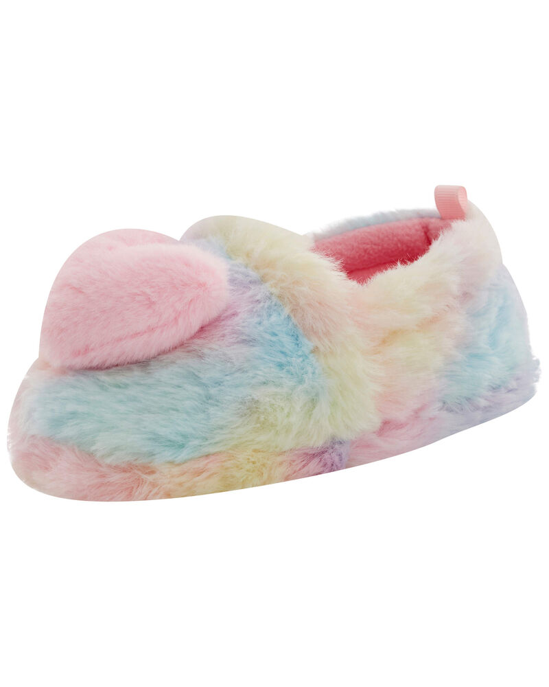 Rainbow Heart Faux Fur Loafer Slippers, image 6 of 6 slides