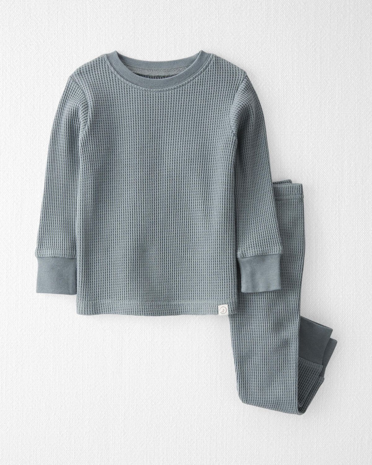 Aqua Slate Baby Organic Cotton Waffle Knit Pajamas Set