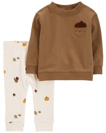 Baby 2-Piece Acorn Pullover & Pull-On Pant Set, 