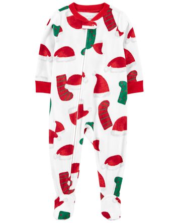 Toddler 1-Piece Santa Fleece Footie Pajamas, 