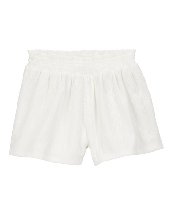 Kid Pull-On Smocked Shorts - Cream, 