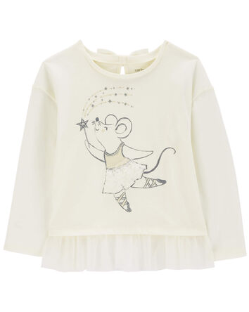 Toddler Ballerina Mouse Tulle Peplum Top, 