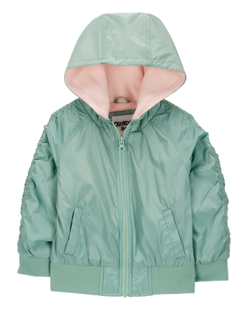 Toddler Girl Fleece-Lined Midweight Bomber Jacket - Green, 