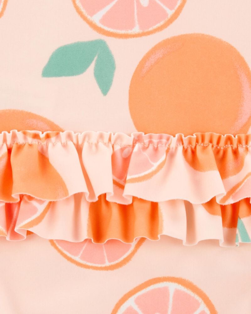 Baby Girl 1-Piece Orange Slice Long-Sleeve Rashguard Swimsuit, image 4 of 5 slides