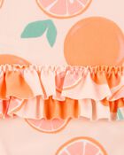 Baby Girl 1-Piece Orange Slice Long-Sleeve Rashguard Swimsuit, image 4 of 5 slides