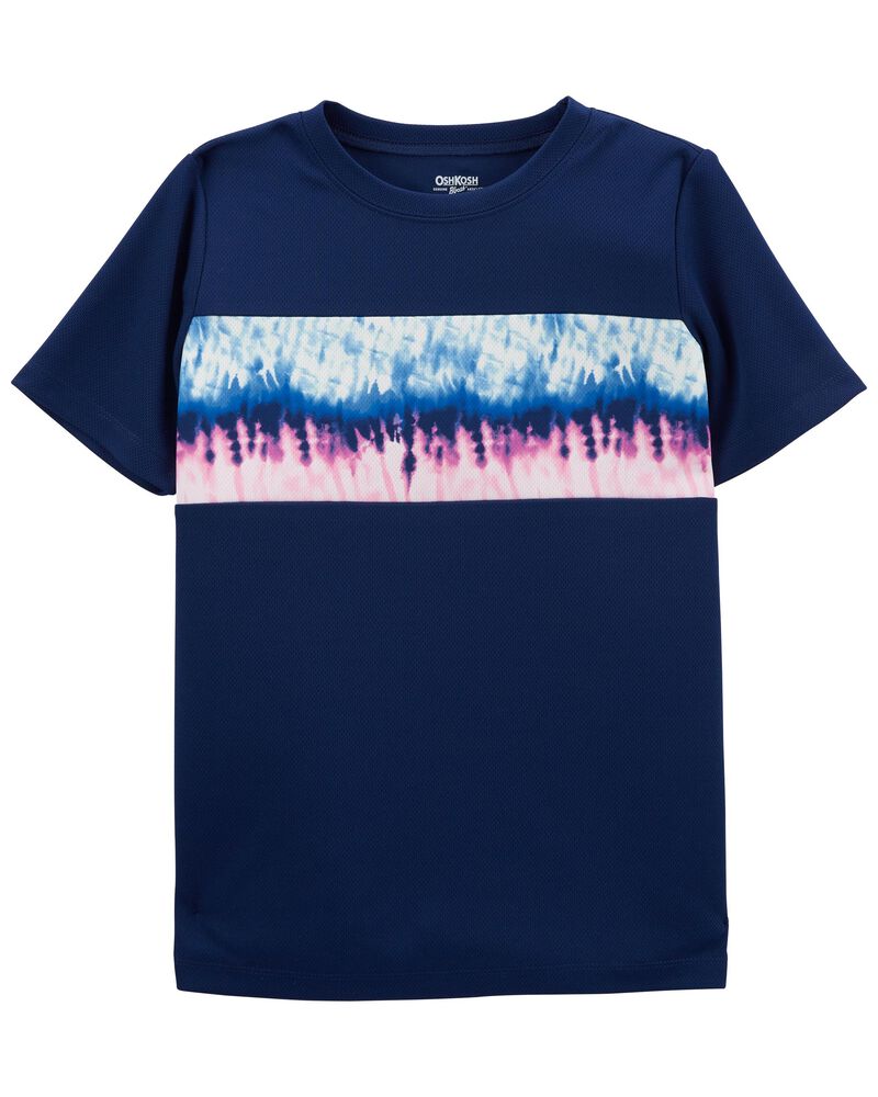 Kid Graphic Stripe Tee in Moisture Wicking Active Mesh, image 1 of 2 slides