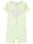 Green - Toddler 1-Piece Heart 100% Snug Fit Cotton Romper Pajamas