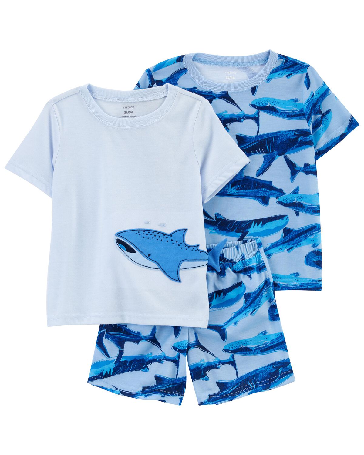 Blue Toddler 3Piece Shark Loose Fit Pajamas