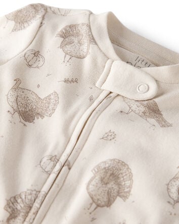 Baby Organic Cotton Sleep & Play Pajamas in Turkey Gobbler Print, 