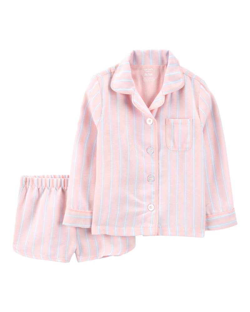 Toddler Striped Loose Fit 2-Piece Pajamas - Purple, image 1 of 3 slides