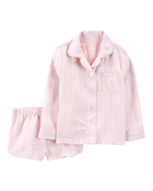 Toddler Striped Loose Fit 2-Piece Pajamas - Purple, image 1 of 3 slides