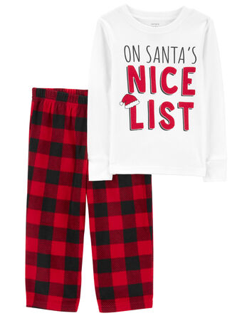 Toddler 2-Piece Santa's Nice List Cotton & Fleece Pajamas, 