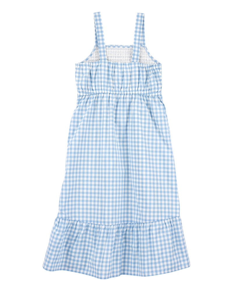 Kid Gingham Sleeveless Dress - Blue, image 2 of 4 slides