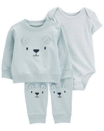 Baby 3-Piece Bear Little Cardigan Set, 