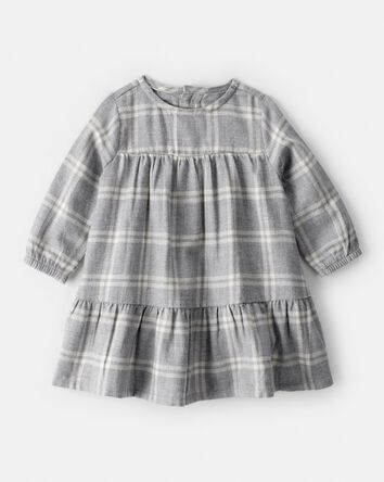 Baby Girl 2-Piece Plaid Sherpa Vest & Dress Set, 