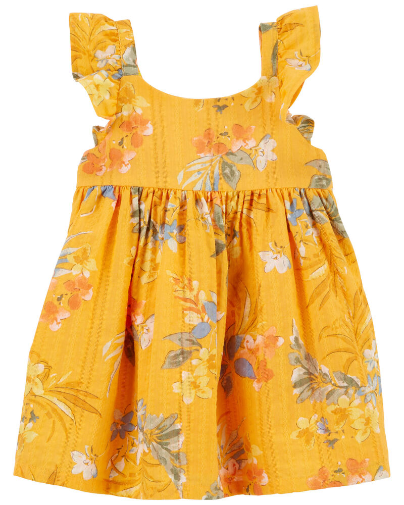 Baby Floral Print Seersucker Babydoll Dress, image 1 of 5 slides