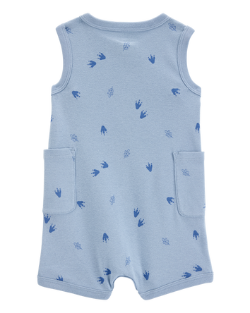 Baby Boy Dinosaur Cotton Romper - Blue, 