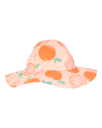 Toddler Girl Orange Fruit Print Reversible Swim Hat - Orange/Peach, 