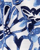Baby Floral Linen Look-alike Pull-On Skort - Blue, image 3 of 4 slides
