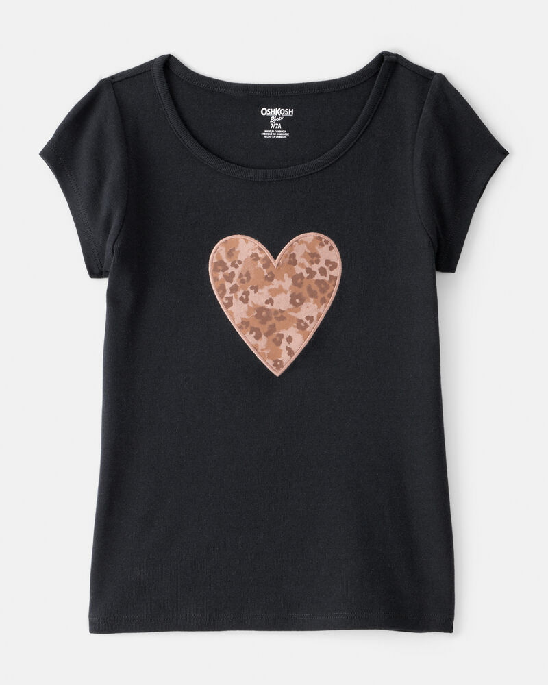 Girls Heart Short-Sleeve Graphic Tee - Black, image 1 of 3 slides