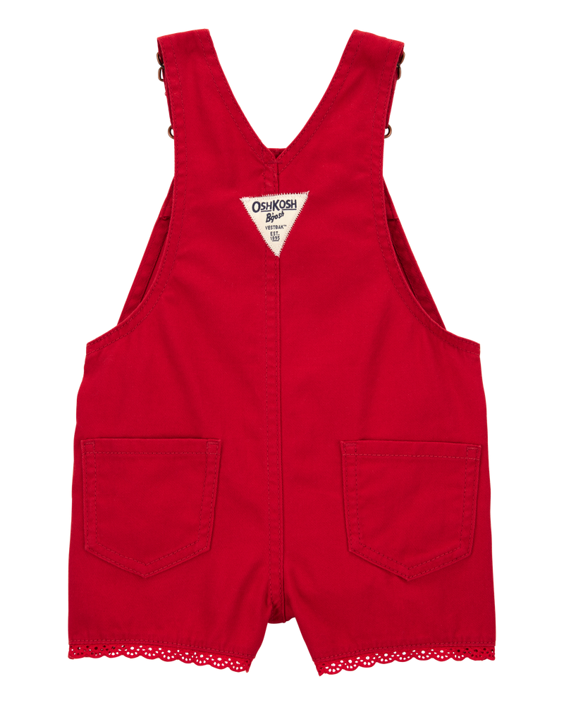 Baby Twill Eyelet Shortalls - Red
, image 2 of 4 slides