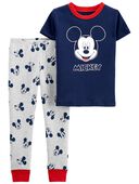 Navy/Heather - Toddler 2-Piece Mickey Mouse 100% Snug Fit Cotton Pajamas