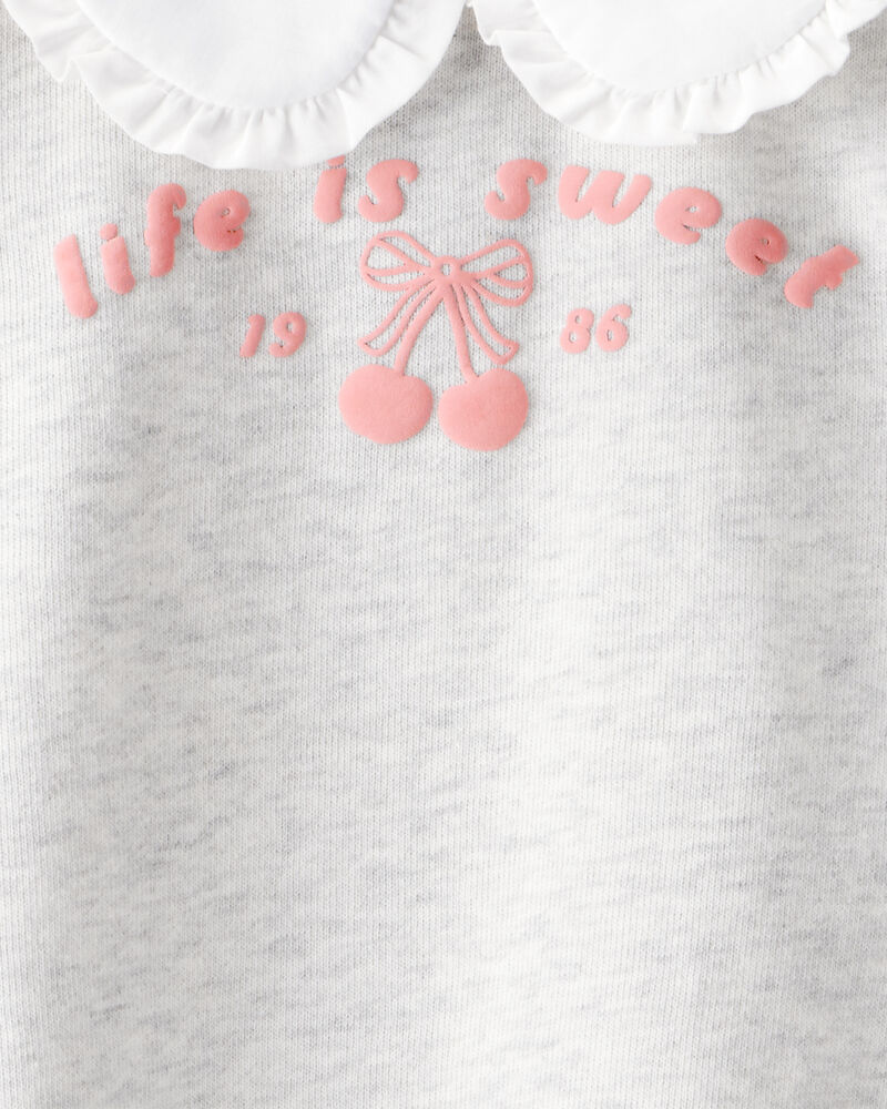 Toddler Girl Cherry French Terry Short-Sleeve Graphic Tee - White, image 4 of 5 slides