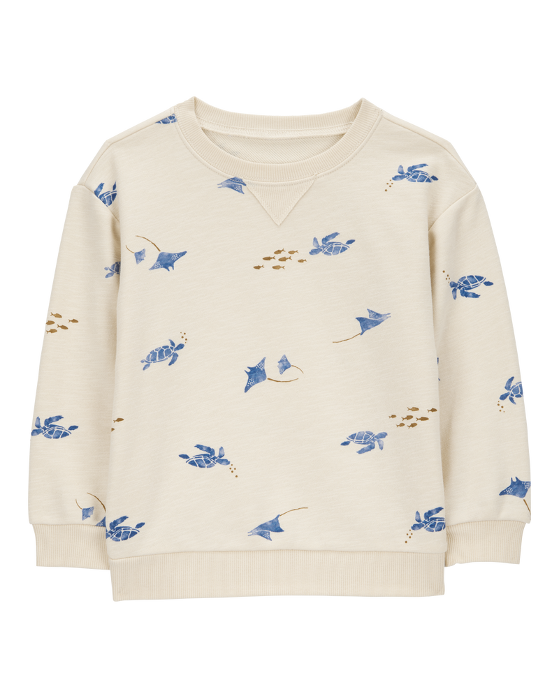 Baby Sea Print Knit Pullover - Cream, image 1 of 3 slides