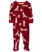 Toddler 1-Piece Dog 100% Snug Fit Cotton Footie Pajamas, image 1 of 3 slides