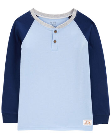 Kid Raglan-Sleeve Henley Tee, 