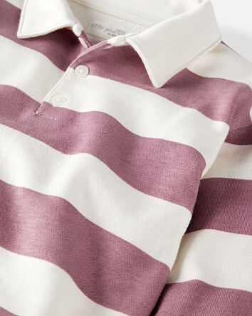Girls Organic Cotton Henley Top in Stripes, 